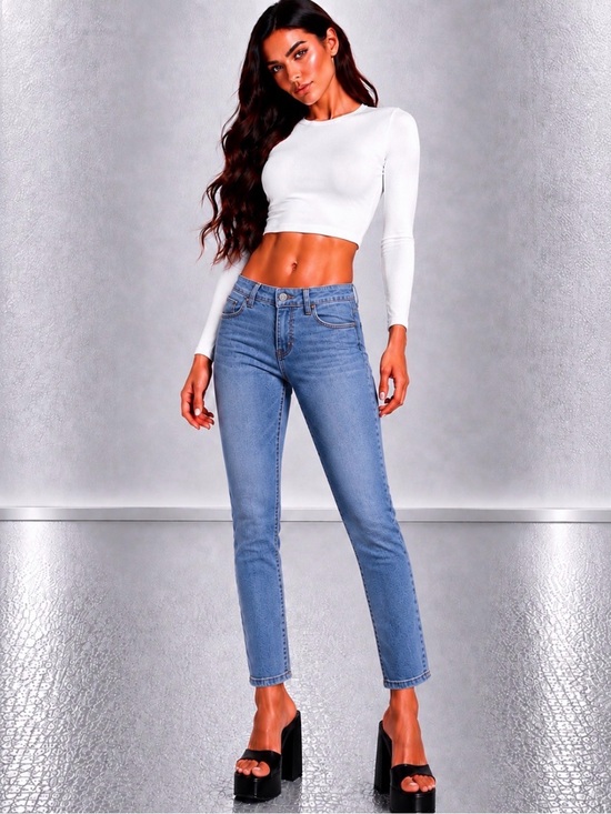 Re/Done Denim - RE/DONE Stretch High Rise Straight Leg Jeans 27x28 Mid 90s Wash EUC